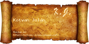 Kotvan Jolán névjegykártya