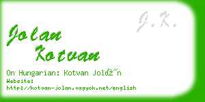 jolan kotvan business card